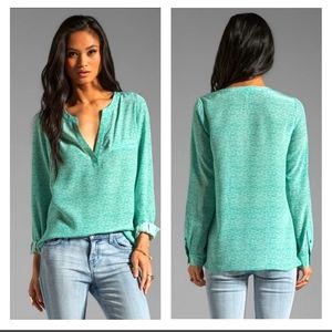 JOIE Marsher Textural Print Blouse in Juniper XS